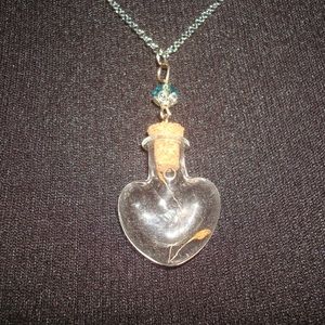 Mini Glass Heart Wish Cork Necklace
